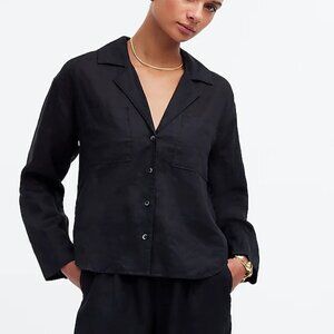 Madewell Resort Semi-Sheer Long Sleeve Button Up Shirt Black Size S NWT